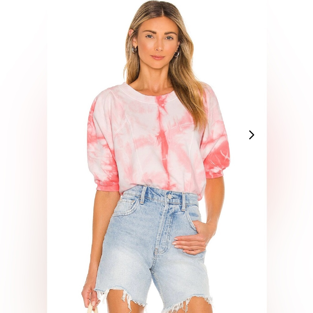 Lovers & Friends Nina Short Sleeve Top Coral Tie Dye Size S